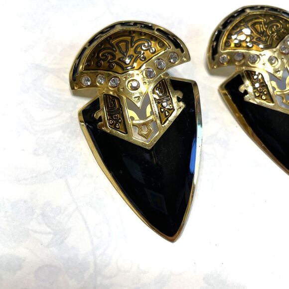 Vintage Designer Signed Berebi Earrings Bold Large Statement Chunky 80s - Picture 3 of 10